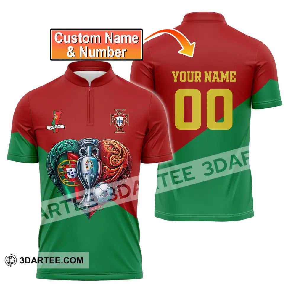 Unisex Shirt Custom Name And Number Portugal Football Polo Euro 2024 Hoodie Long Sleeve T-Shirt