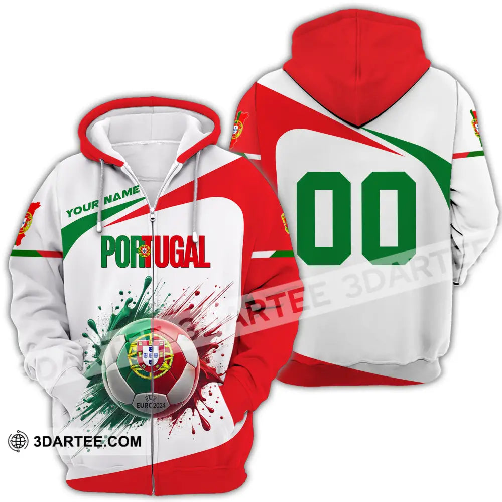 Unisex Shirt - Custom Name And Number Portugal National Team Ball Logo Zipper Hoodie / S T-Shirt