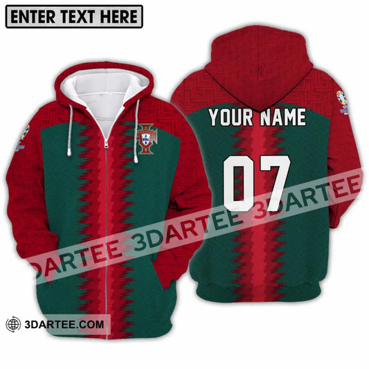 Unisex Shirt - Custom Name And Number Portugal Team Zipper Hoodie / S T-Shirt