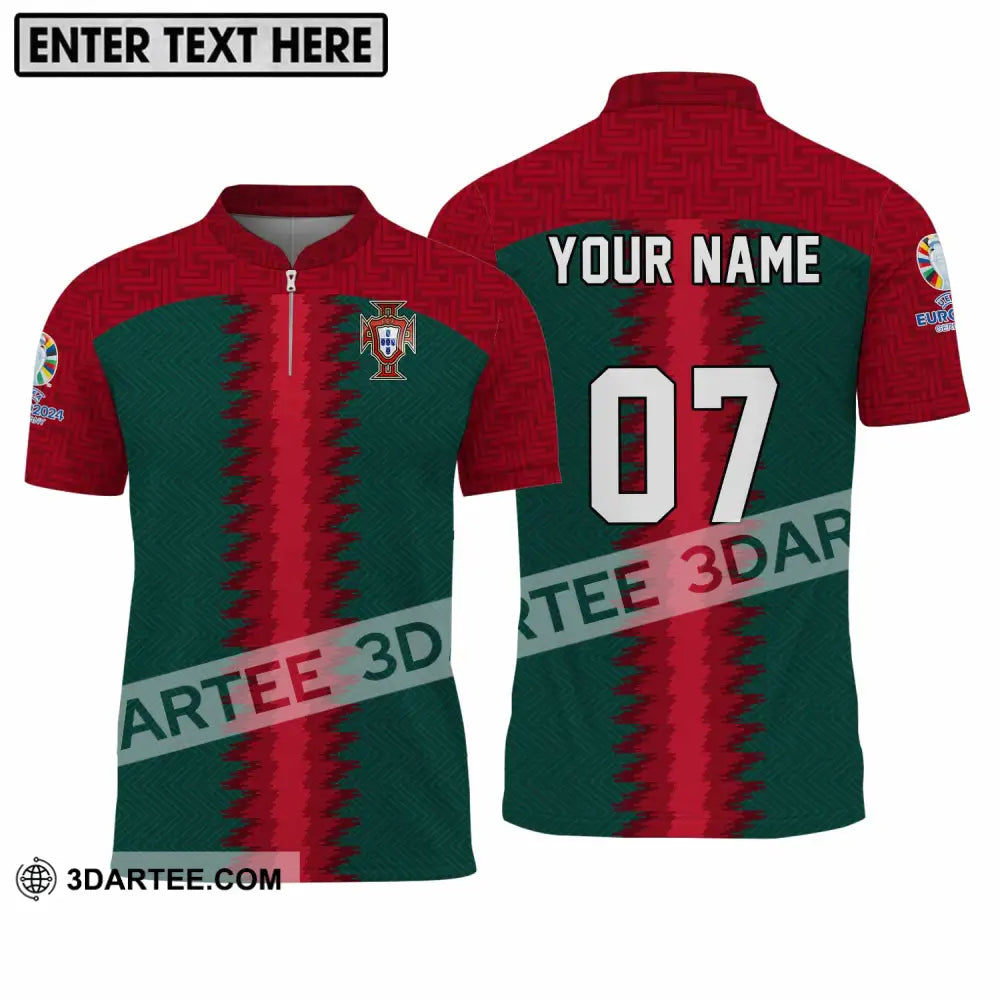 Unisex Shirt - Custom Name And Number Portugal Team Zipper Polo / S T-Shirt