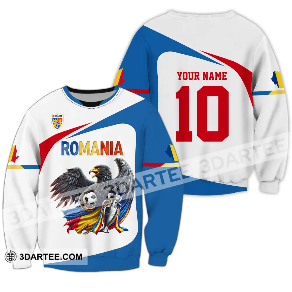 Unisex Shirt - Custom Name And Number Romania Eagle National Team Euro 2024 Cup Ball Long Sleeve /