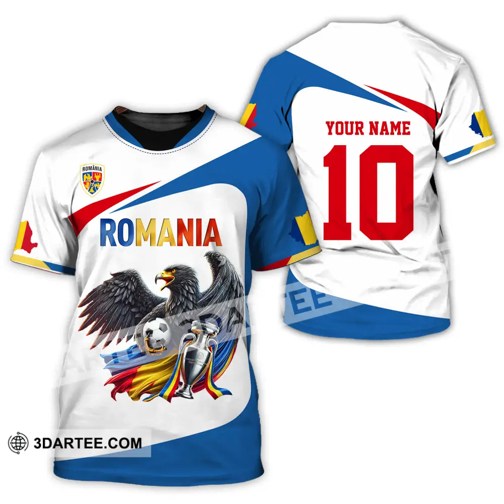 Unisex Shirt - Custom Name And Number Romania Eagle National Team Euro 2024 Cup Ball T-Shirt / S