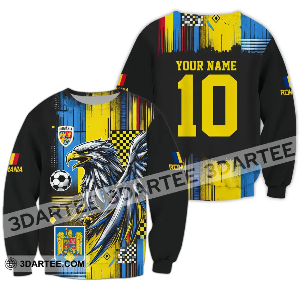 Unisex Shirt - Custom Name And Number Romania Enhance Long Sleeve / S T-Shirt