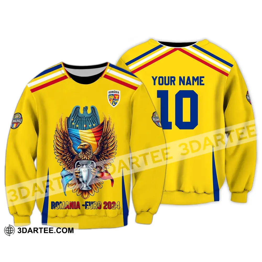 Unisex Shirt - Custom Name And Number Romania Euro 2024 Long Sleeve / S T-Shirt