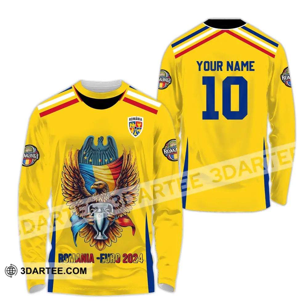 Unisex Shirt - Custom Name And Number Romania Euro 2024 Long Sleeve / S T-Shirt