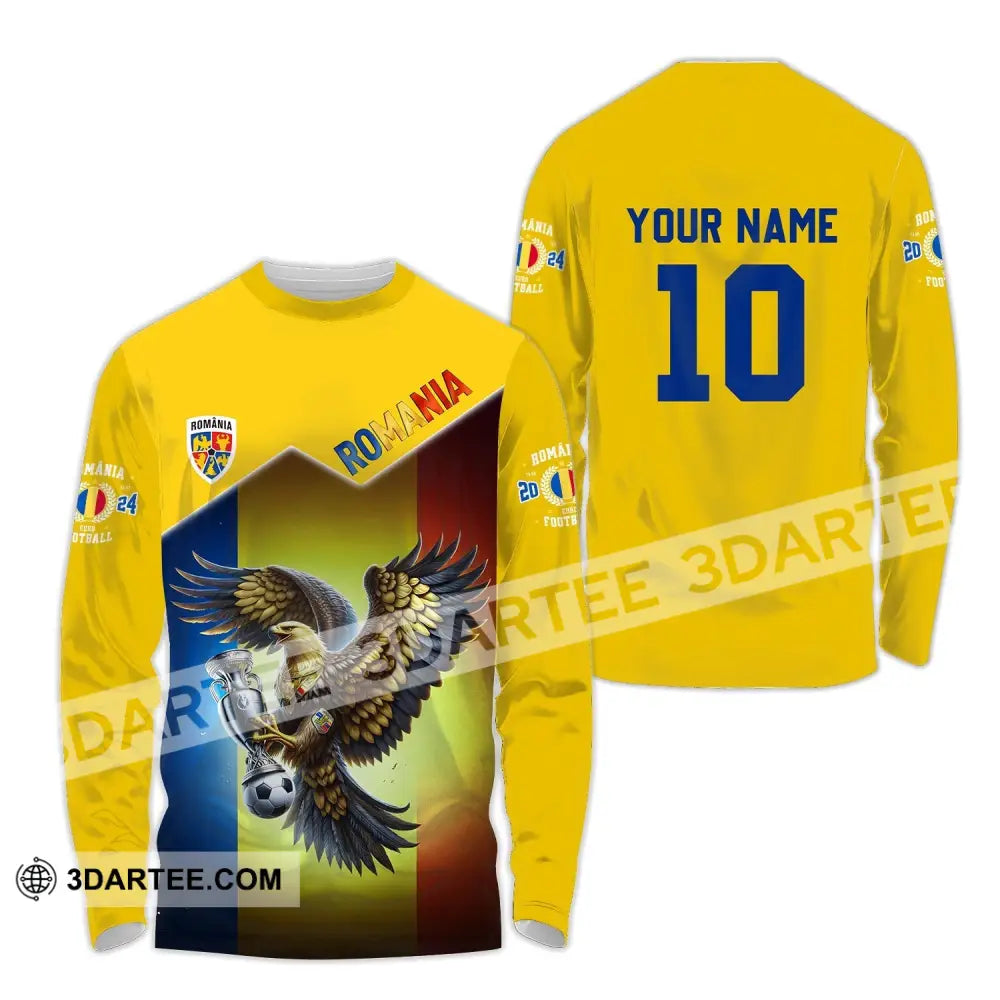 Unisex Shirt - Custom Name And Number Romania Euro 2024 Team Long Sleeve / S T-Shirt