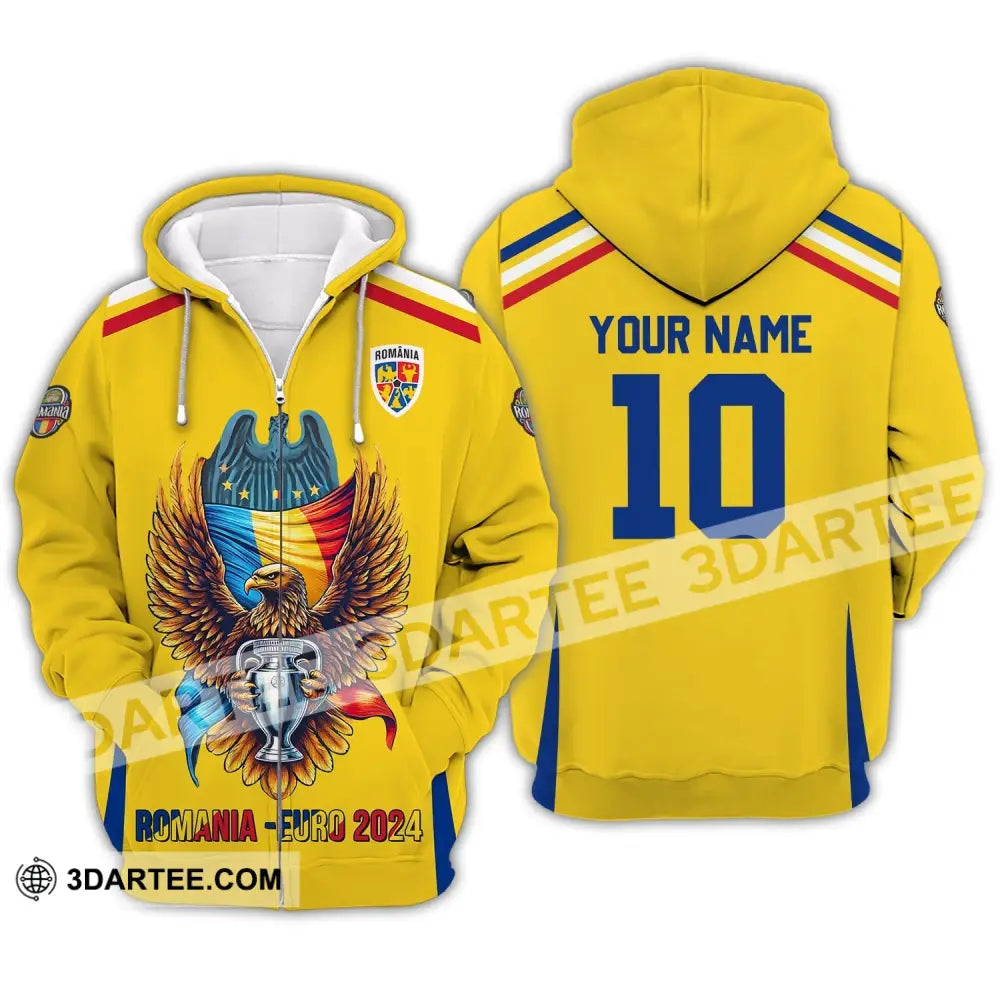 Unisex Shirt - Custom Name And Number Romania Euro 2024 Zipper Hoodie / S T-Shirt