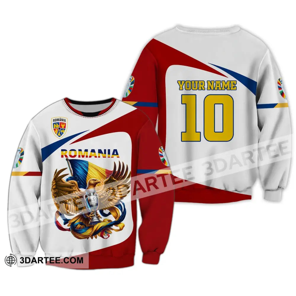 Unisex Shirt Custom Name And Number Romania Football Polo Euro 2024 Hoodie Long Sleeve / S T-Shirt