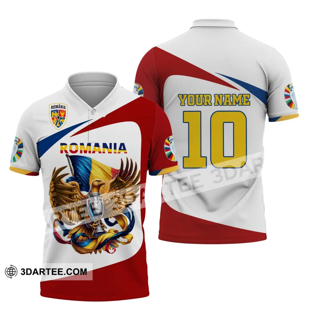 Unisex Shirt Custom Name And Number Romania Football Polo Euro 2024 Hoodie Long Sleeve / S T-Shirt