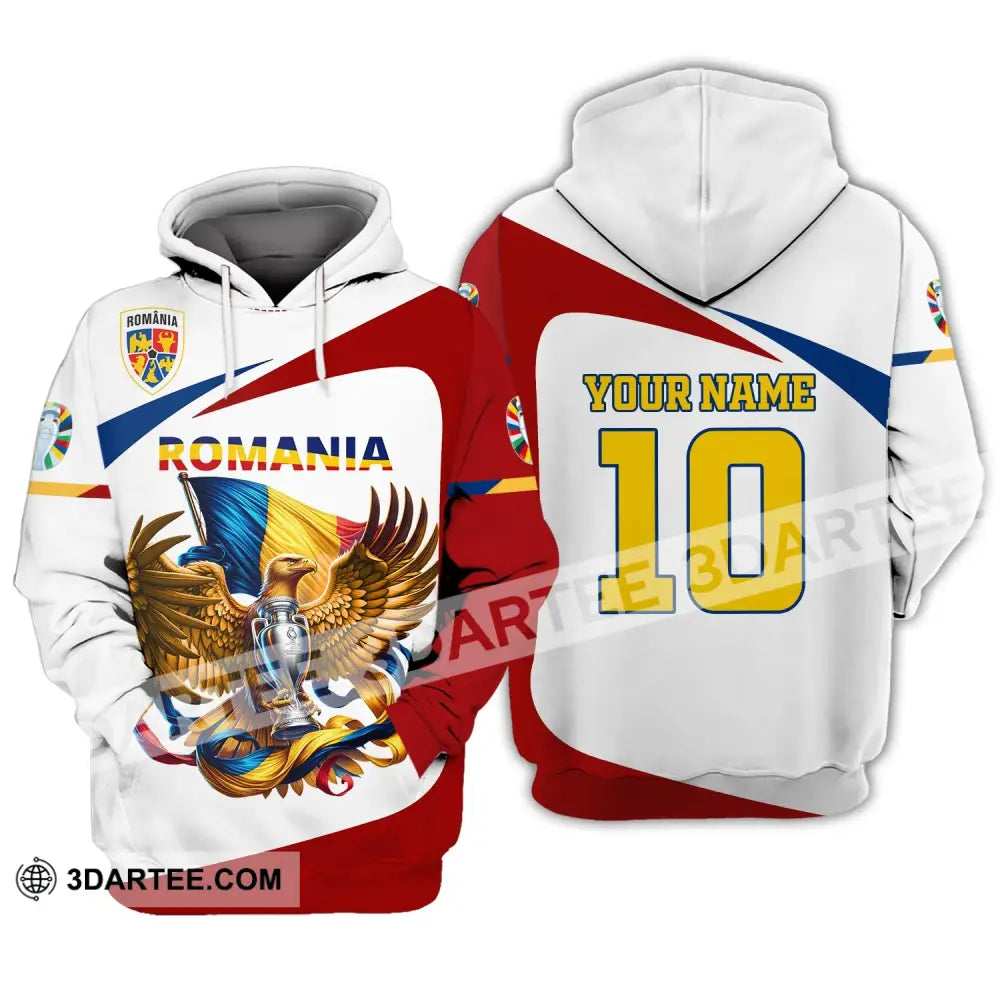 Unisex Shirt Custom Name And Number Romania Football Polo Euro 2024 Hoodie Long Sleeve / S T-Shirt