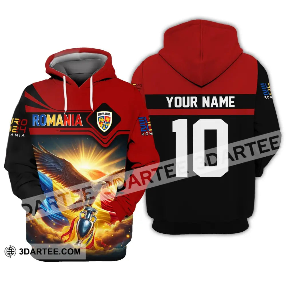 Unisex Shirt Custom Name And Number Romania Football Polo Euro 2024 Hoodie Long Sleeve / S T-Shirt