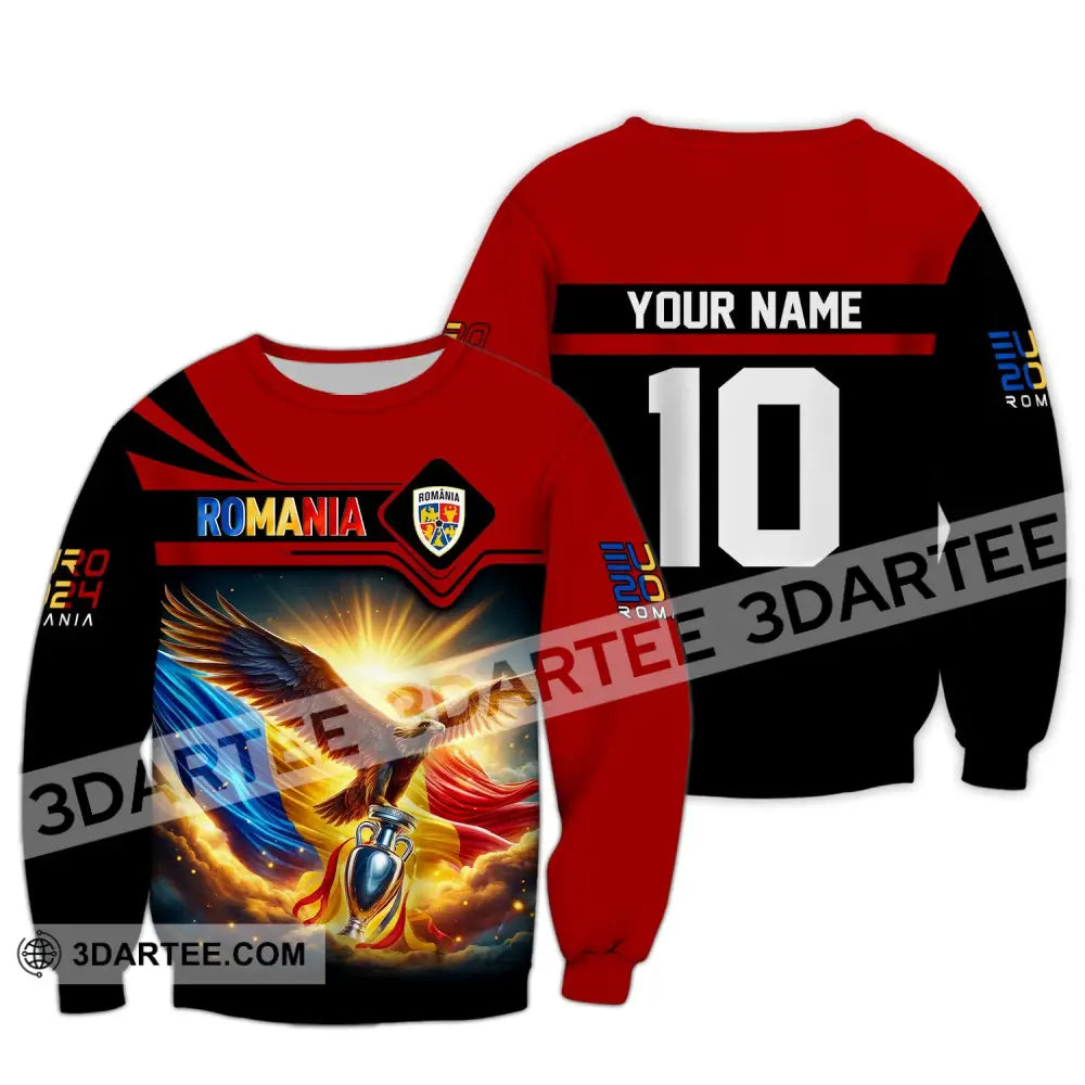 Unisex Shirt Custom Name And Number Romania Football Polo Euro 2024 Hoodie Long Sleeve / S T-Shirt