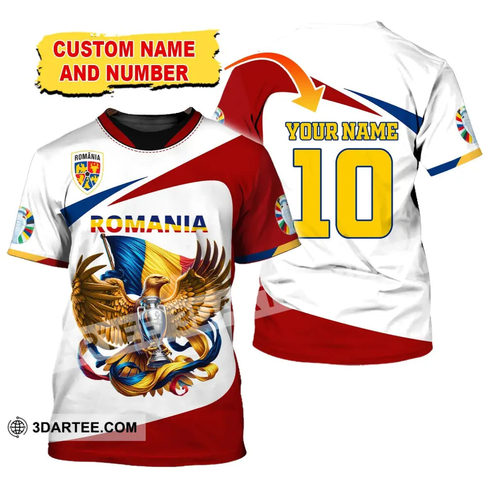 Unisex Shirt Custom Name And Number Romania Football Polo Euro 2024 Hoodie Long Sleeve T-Shirt