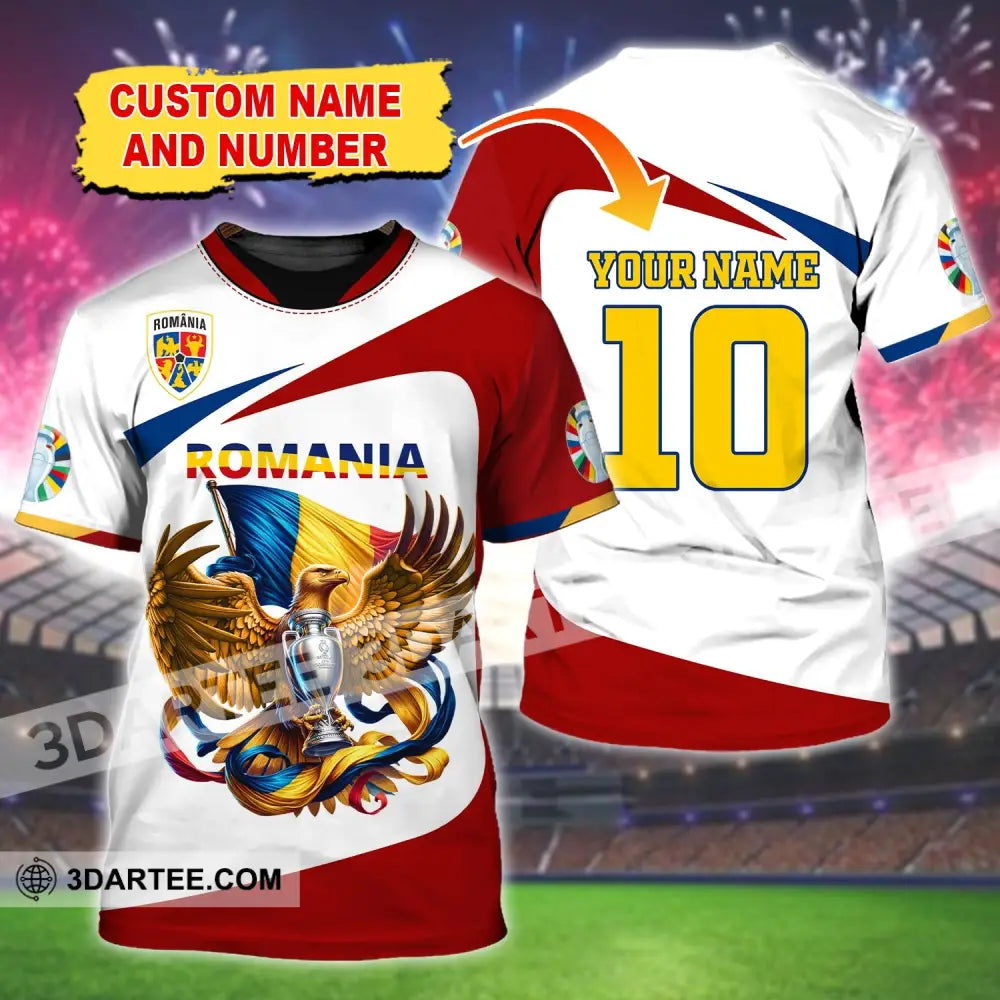 Unisex Shirt Custom Name And Number Romania Football Polo Euro 2024 Hoodie Long Sleeve T-Shirt