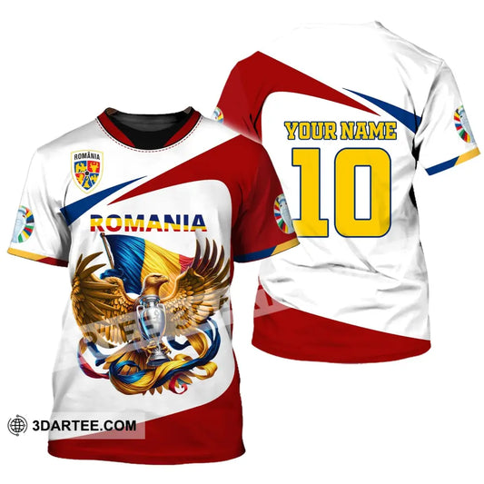 Unisex Shirt Custom Name And Number Romania Football Polo Euro 2024 Hoodie Long Sleeve T-Shirt / S