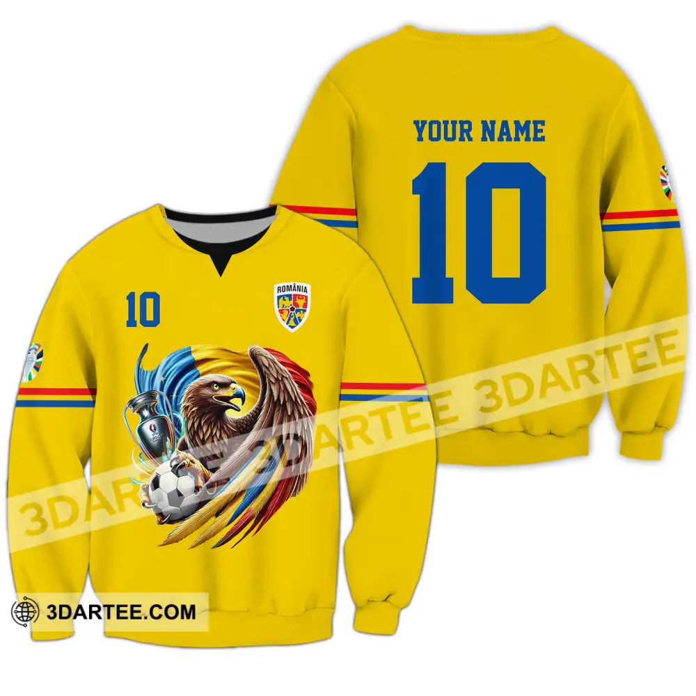 Unisex Shirt - Custom Name And Number Romania National Team Euro 2024 Cup Ball Long Sleeve / S