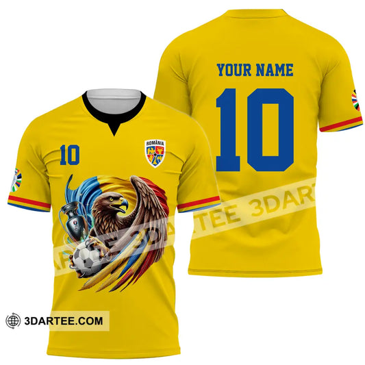 Unisex Shirt - Custom Name And Number Romania National Team Euro 2024 Cup Ball T-Shirt / S T-Shirt