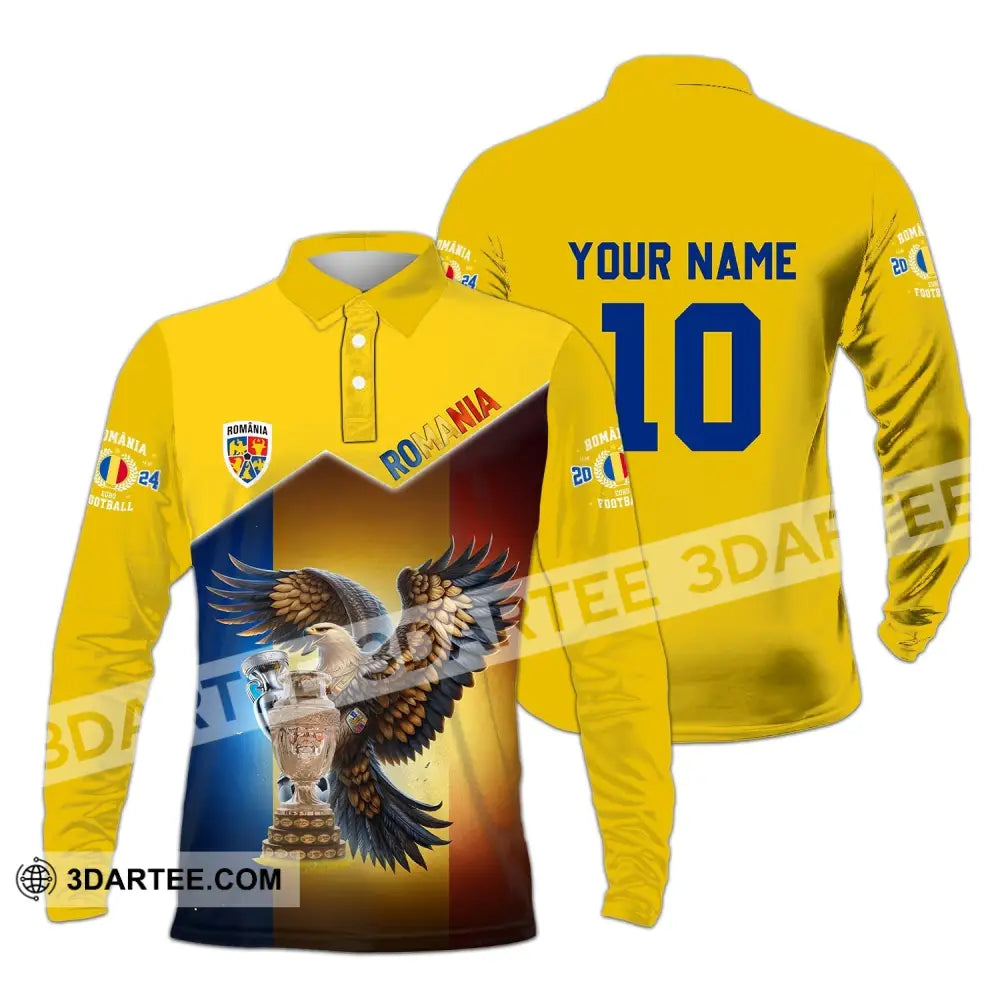 Unisex Shirt - Custom Name And Number Romania National Team Lover Long Sleeve Polo / S T-Shirt