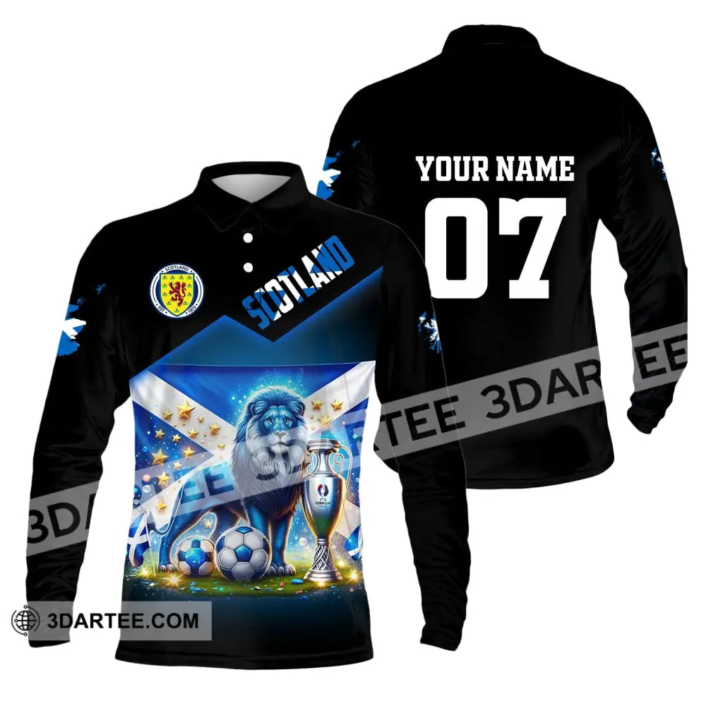 Unisex Shirt Custom Name And Number Scotland Football Euro 2024 Polo Long Sleeve / S T-Shirt