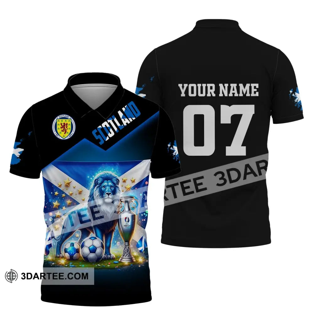 Unisex Shirt Custom Name And Number Scotland Football Euro 2024 Polo Long Sleeve / S T-Shirt