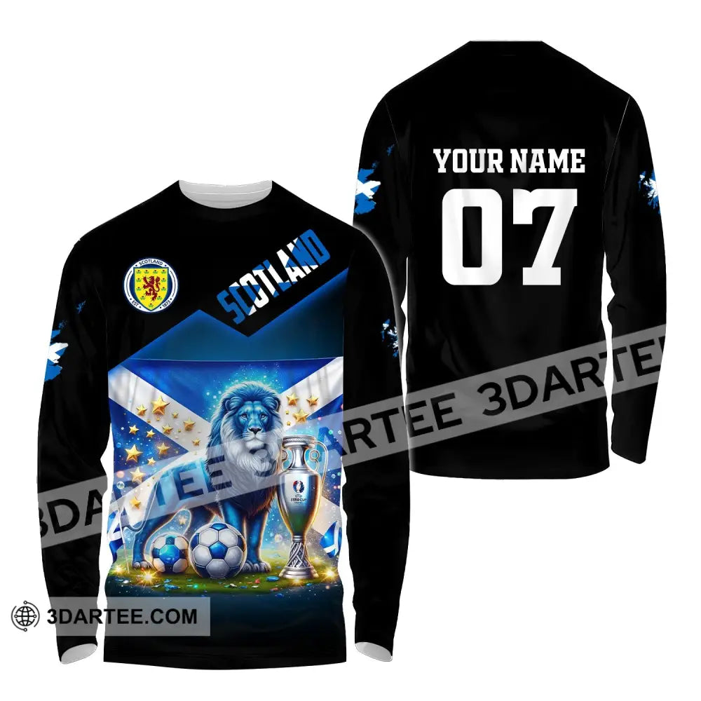 Unisex Shirt Custom Name And Number Scotland Football Euro 2024 Polo Long Sleeve / S T-Shirt