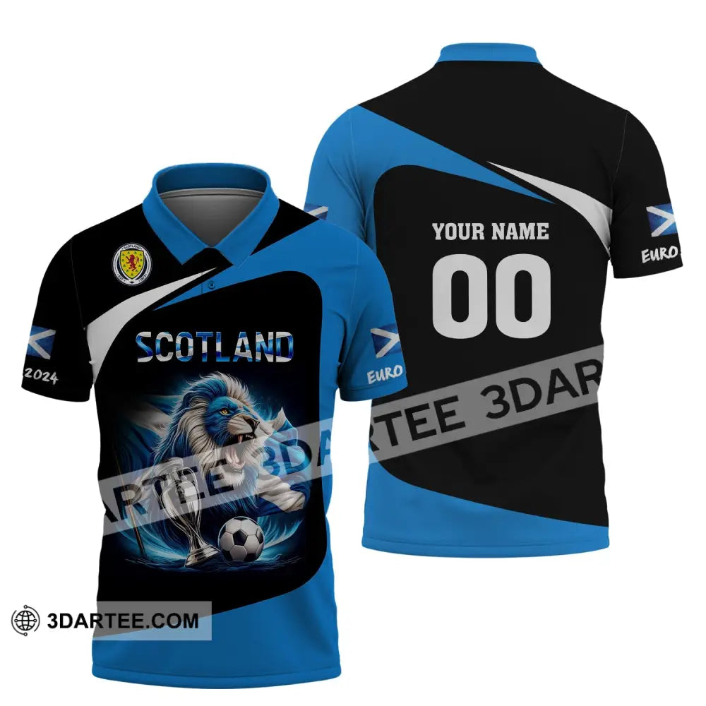 Unisex Shirt Custom Name And Number Scotland Football Euro 2024 Polo Long Sleeve / S T-Shirt