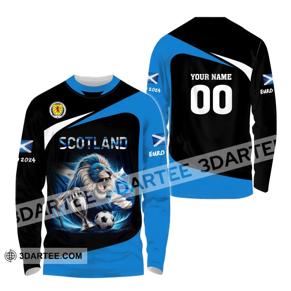 Unisex Shirt Custom Name And Number Scotland Football Euro 2024 Polo Long Sleeve / S T-Shirt