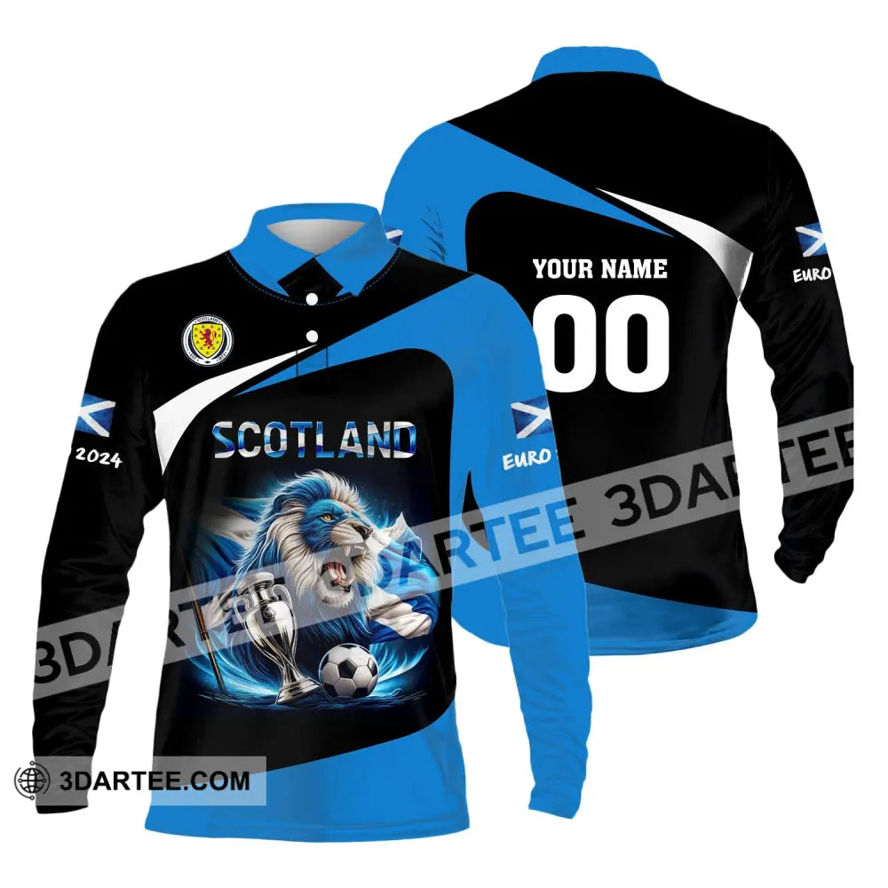 Unisex Shirt Custom Name And Number Scotland Football Euro 2024 Polo Long Sleeve / S T-Shirt