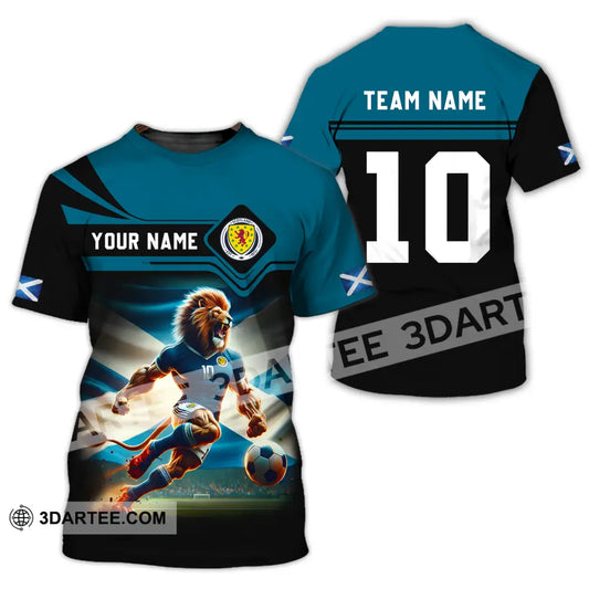 Unisex Shirt - Custom Name And Number Scotland Lion Playing Ball T-Shirt / S T-Shirt