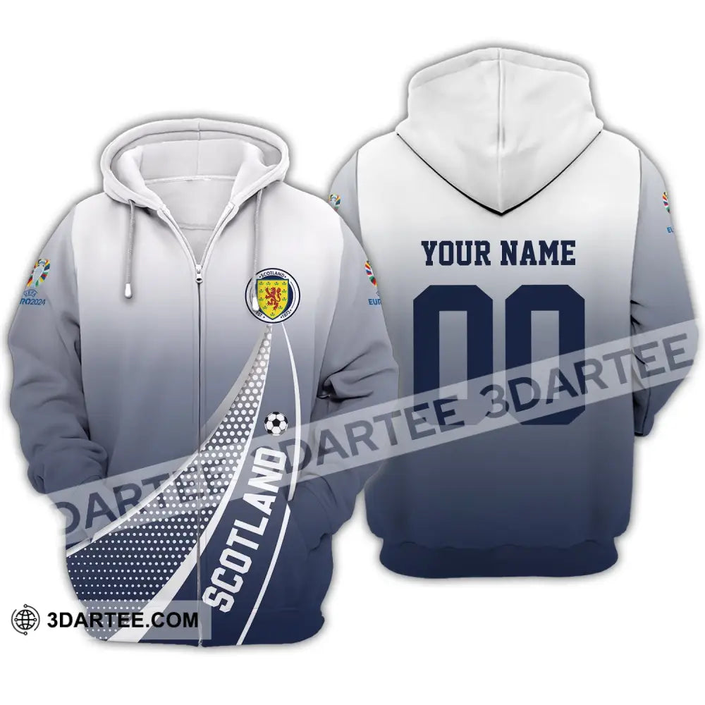 Unisex Shirt - Custom Name And Number Scotland National Team Euro 2024 Zipper Hoodie / S T-Shirt