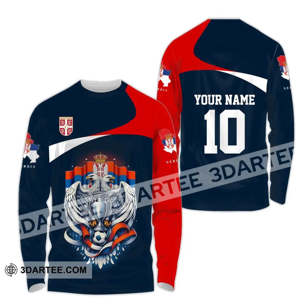 Unisex Shirt - Custom Name And Number Serbia Euro 2024 National Team Long Sleeve / S T-Shirt