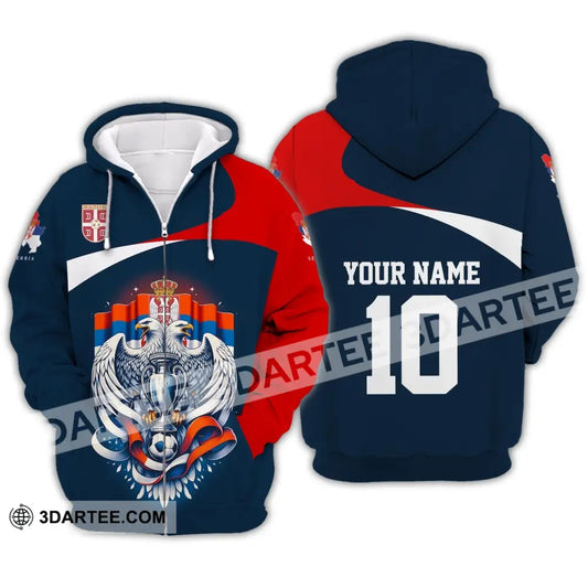 Unisex Shirt - Custom Name And Number Serbia Euro 2024 National Team Zipper Hoodie / S T-Shirt