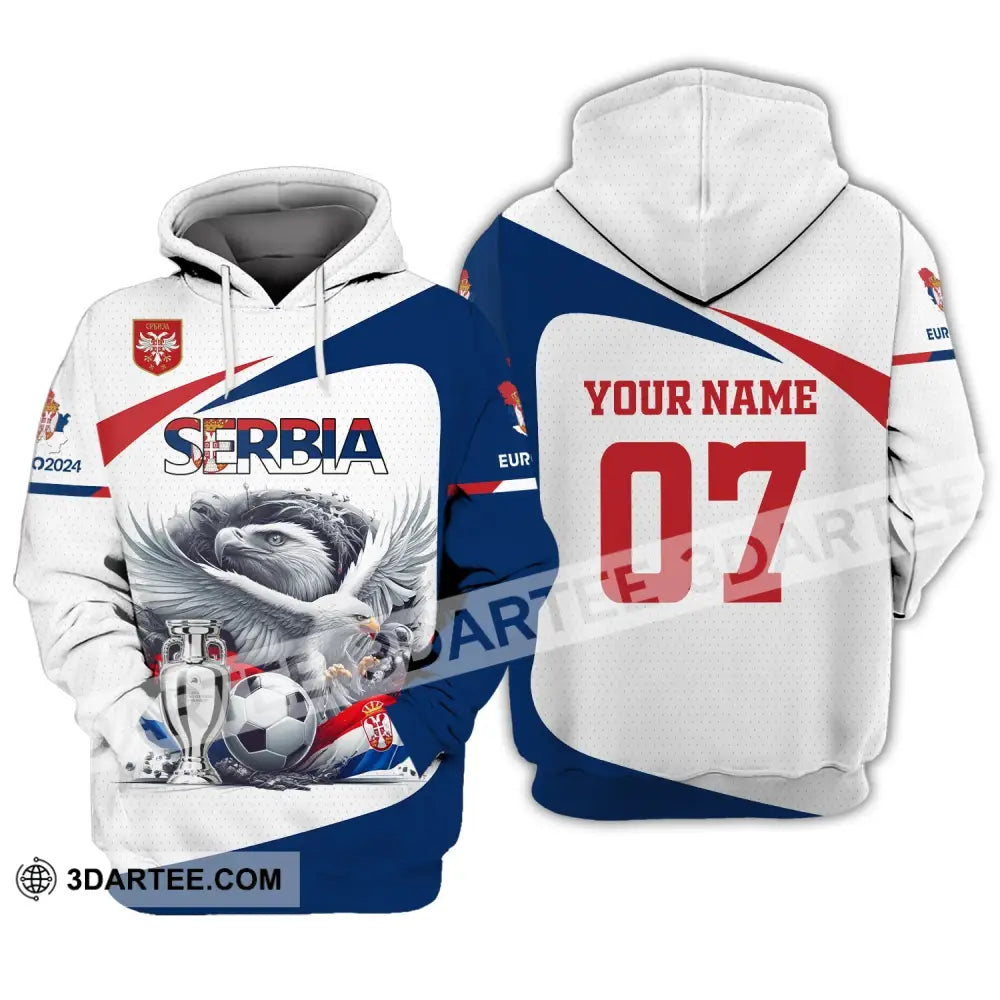 Unisex Shirt Custom Name And Number Serbia Football Polo Euro 2024 Hoodie Long Sleeve / S T-Shirt