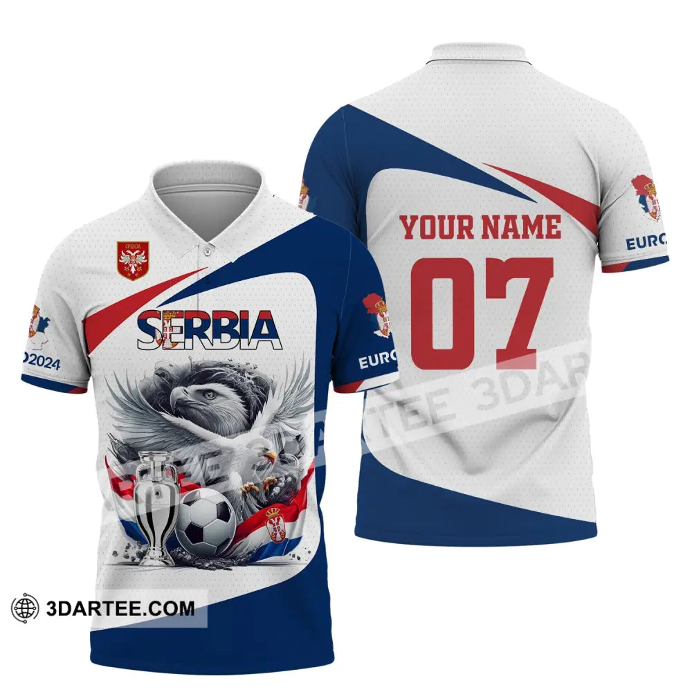 Unisex Shirt Custom Name And Number Serbia Football Polo Euro 2024 Hoodie Long Sleeve / S T-Shirt