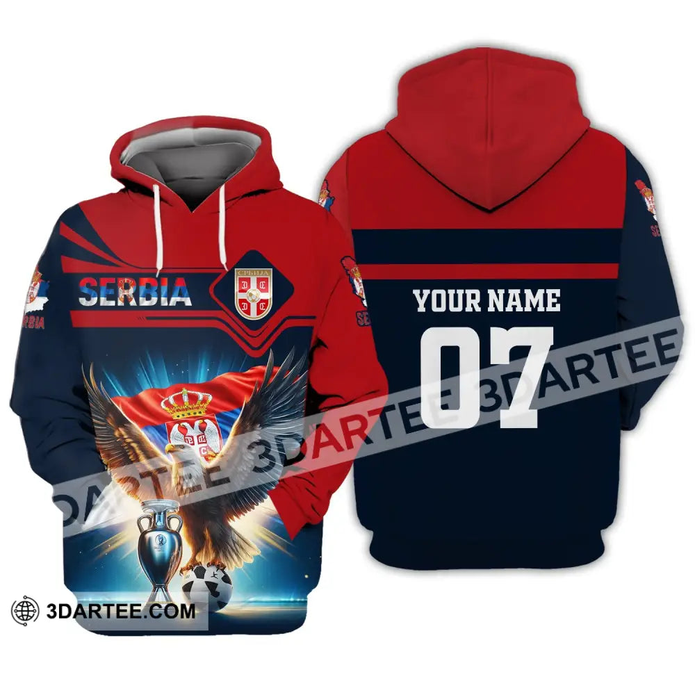 Unisex Shirt Custom Name And Number Serbia Football Polo Euro 2024 Hoodie Long Sleeve / S T-Shirt