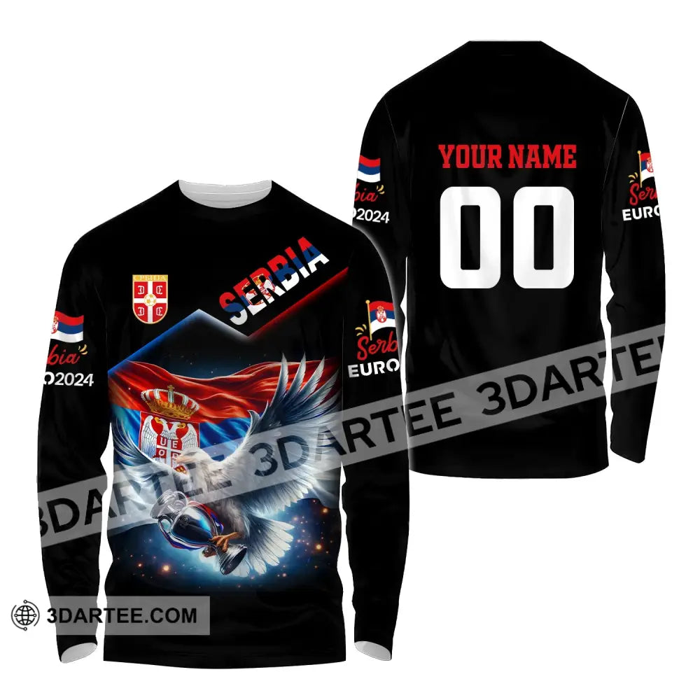 Unisex Shirt Custom Name And Number Serbia Football Polo Long Sleeve / S T-Shirt