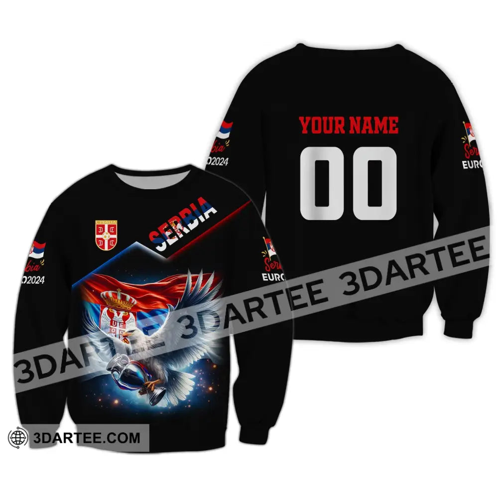 Unisex Shirt Custom Name And Number Serbia Football Polo Long Sleeve / S T-Shirt