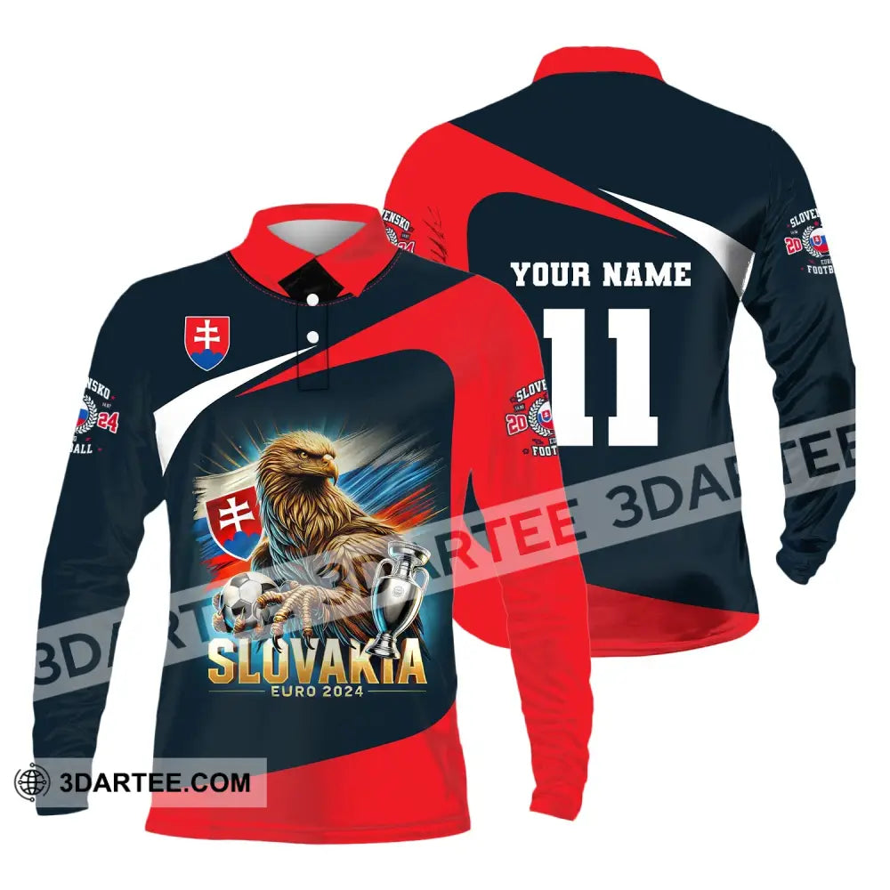 Unisex Shirt Custom Name And Number Slovakia Euro 2024 Football Uefa Polo Long Sleeve / S T-Shirt