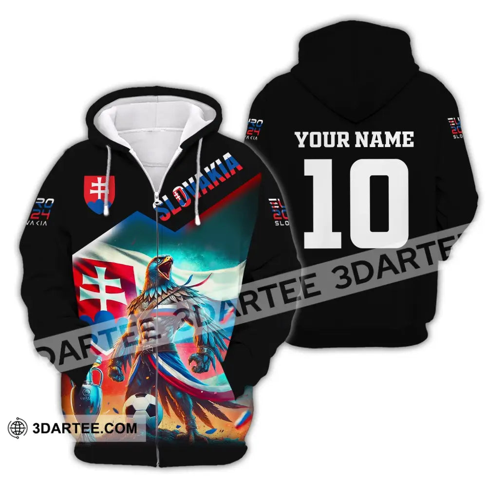 Unisex Shirt Custom Name And Number Slovakia Football Polo Long Sleeve Zipper Hoodie / S T-Shirt