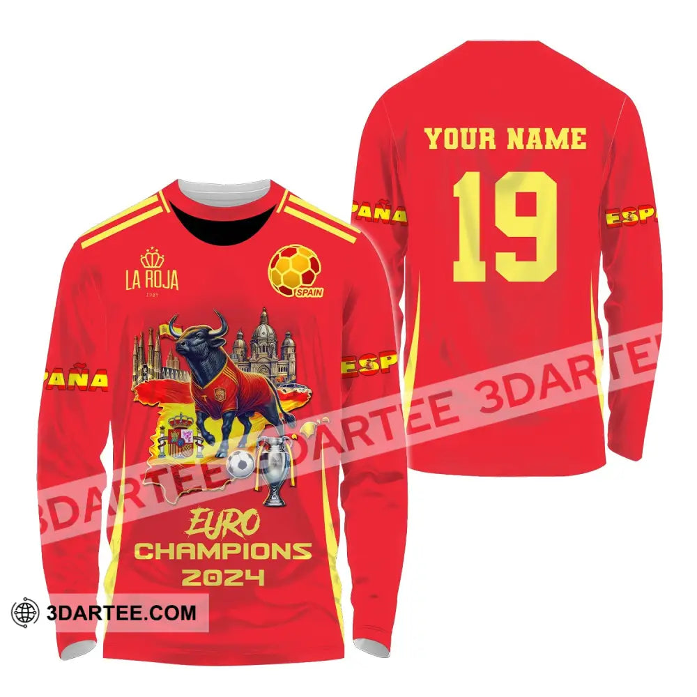 Unisex Shirt Custom Name And Number Spain Football Euro 2024 La Roja 1989 Polo Long Sleeve / S