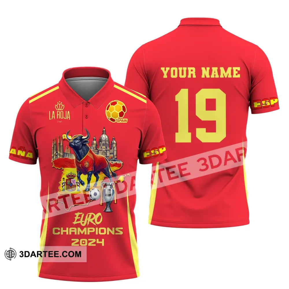 Unisex Shirt Custom Name And Number Spain Football Euro 2024 La Roja 1989 Polo Long Sleeve / S