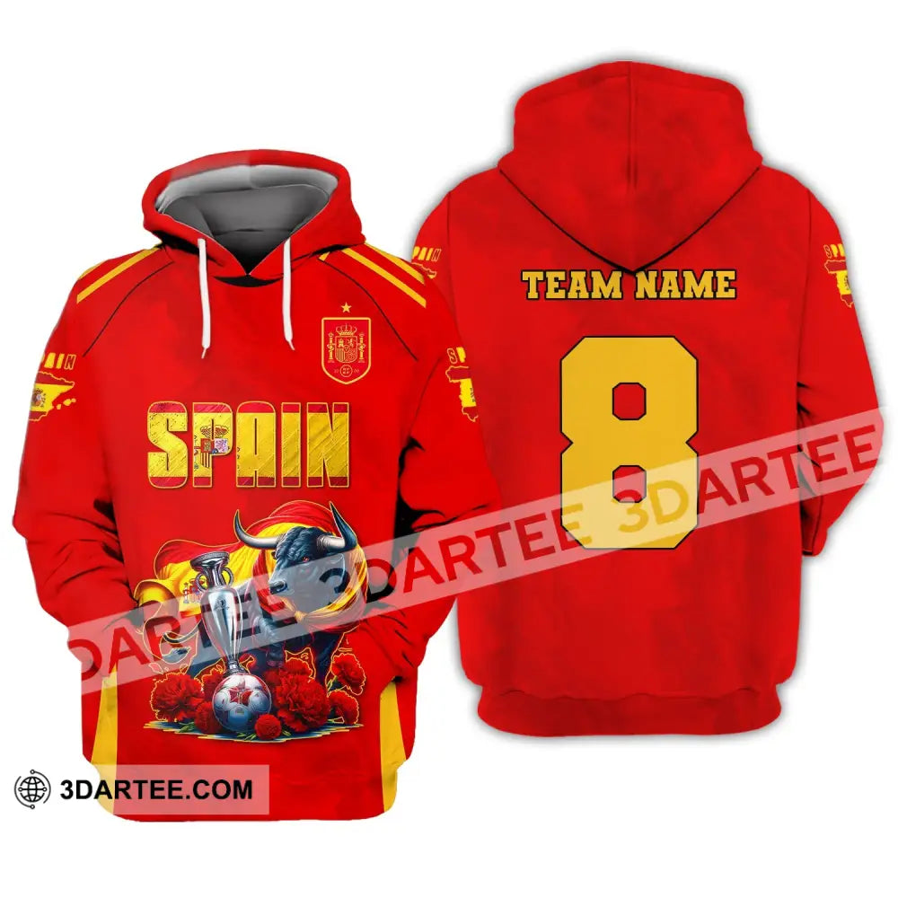 Unisex Shirt Custom Name And Number Spain Football Euro 2024 Polo Long Sleeve Hoodie / S T-Shirt