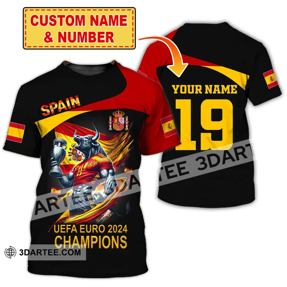 Unisex Shirt Custom Name And Number Spain Football Euro 2024 Polo Long Sleeve T-Shirt