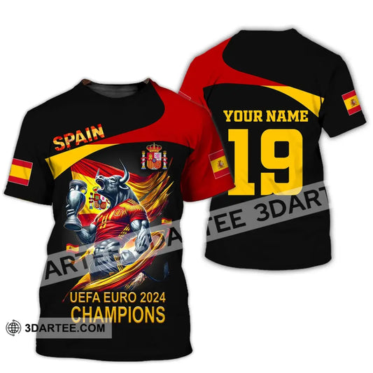 Unisex Shirt Custom Name And Number Spain Football Euro 2024 Polo Long Sleeve T-Shirt / S