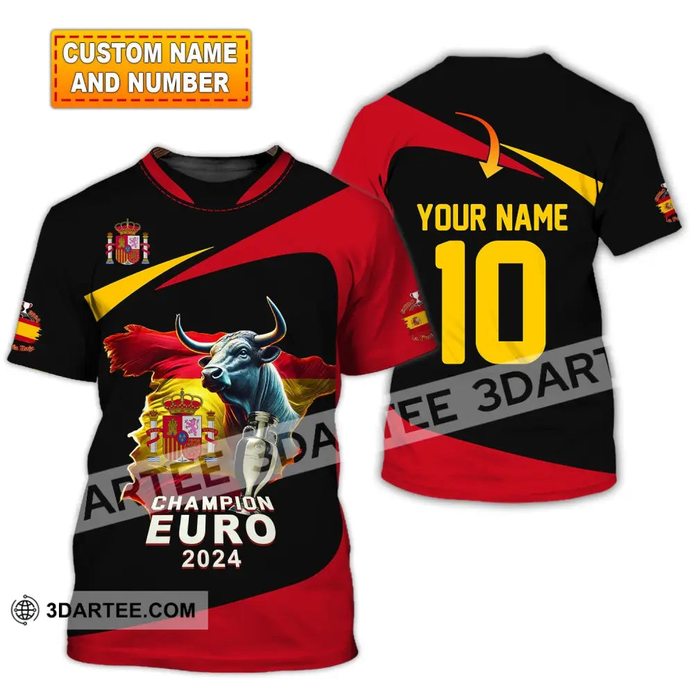 Unisex Shirt Custom Name And Number Spain Football Polo Euro 2024 Hoodie Long Sleeve T-Shirt