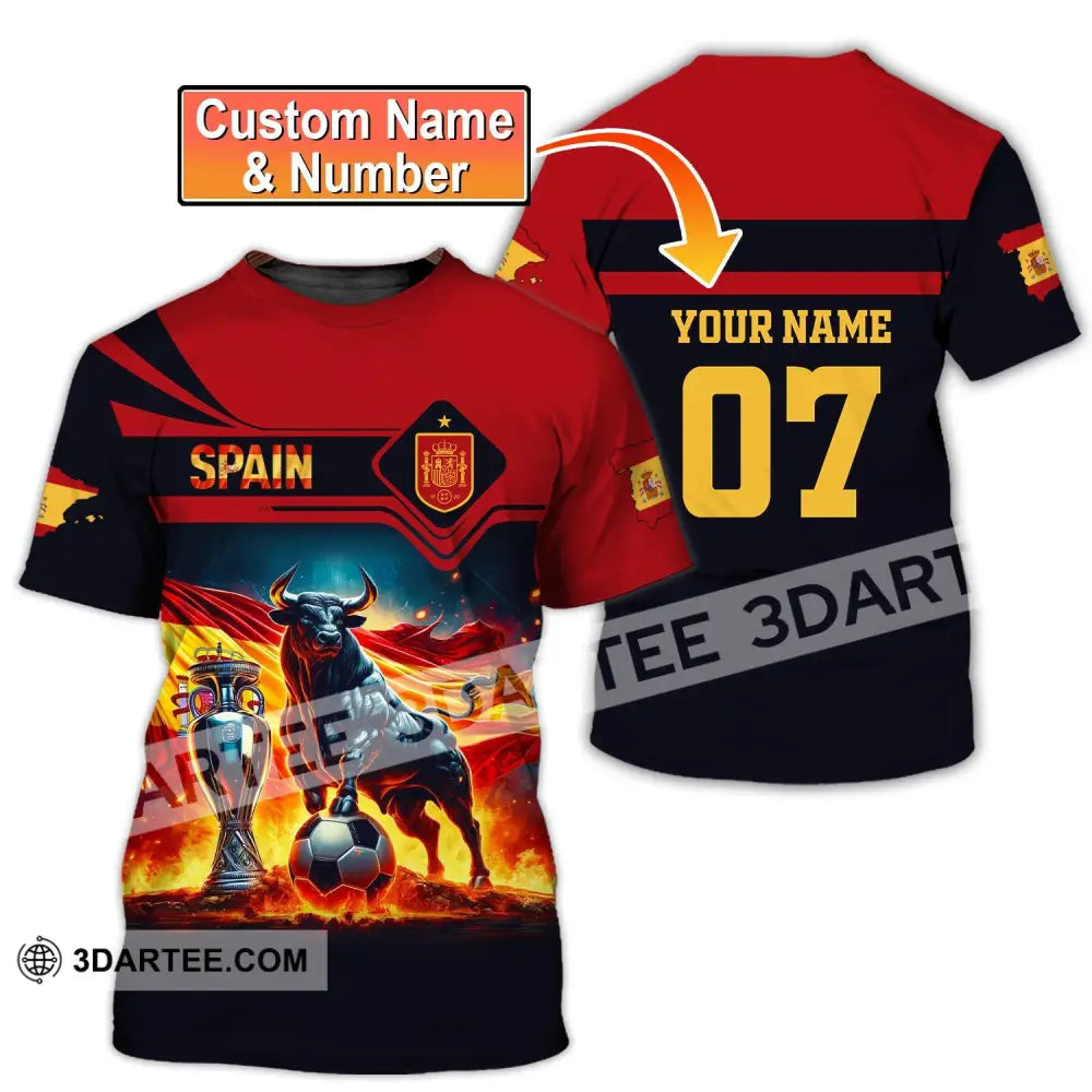 Unisex Shirt Custom Name And Number Spain Football Polo Euro 2024 Hoodie Long Sleeve T-Shirt