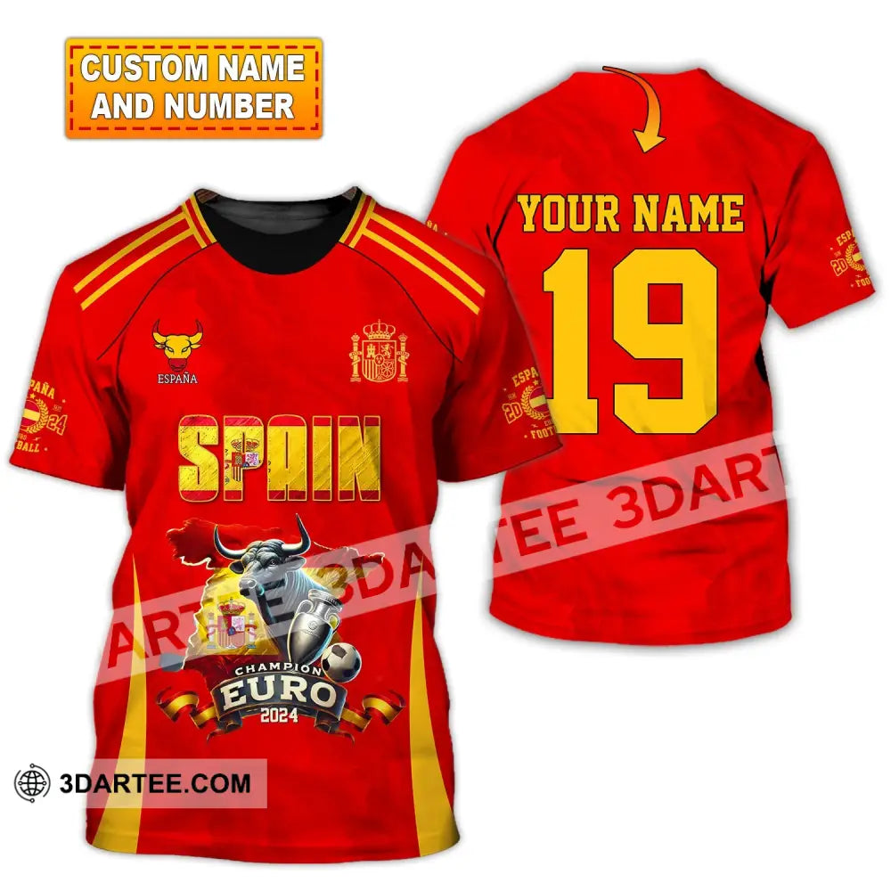 Unisex Shirt Custom Name And Number Spain Football Polo Euro 2024 Hoodie Long Sleeve T-Shirt