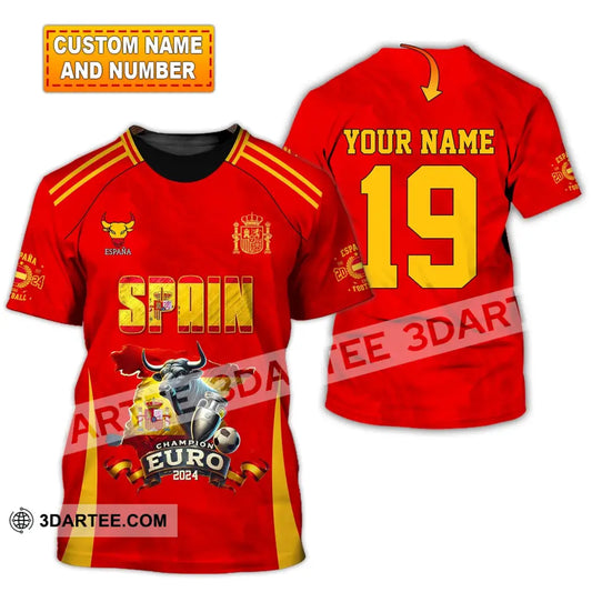 Unisex Shirt Custom Name And Number Spain Football Polo Euro 2024 Hoodie Long Sleeve T-Shirt