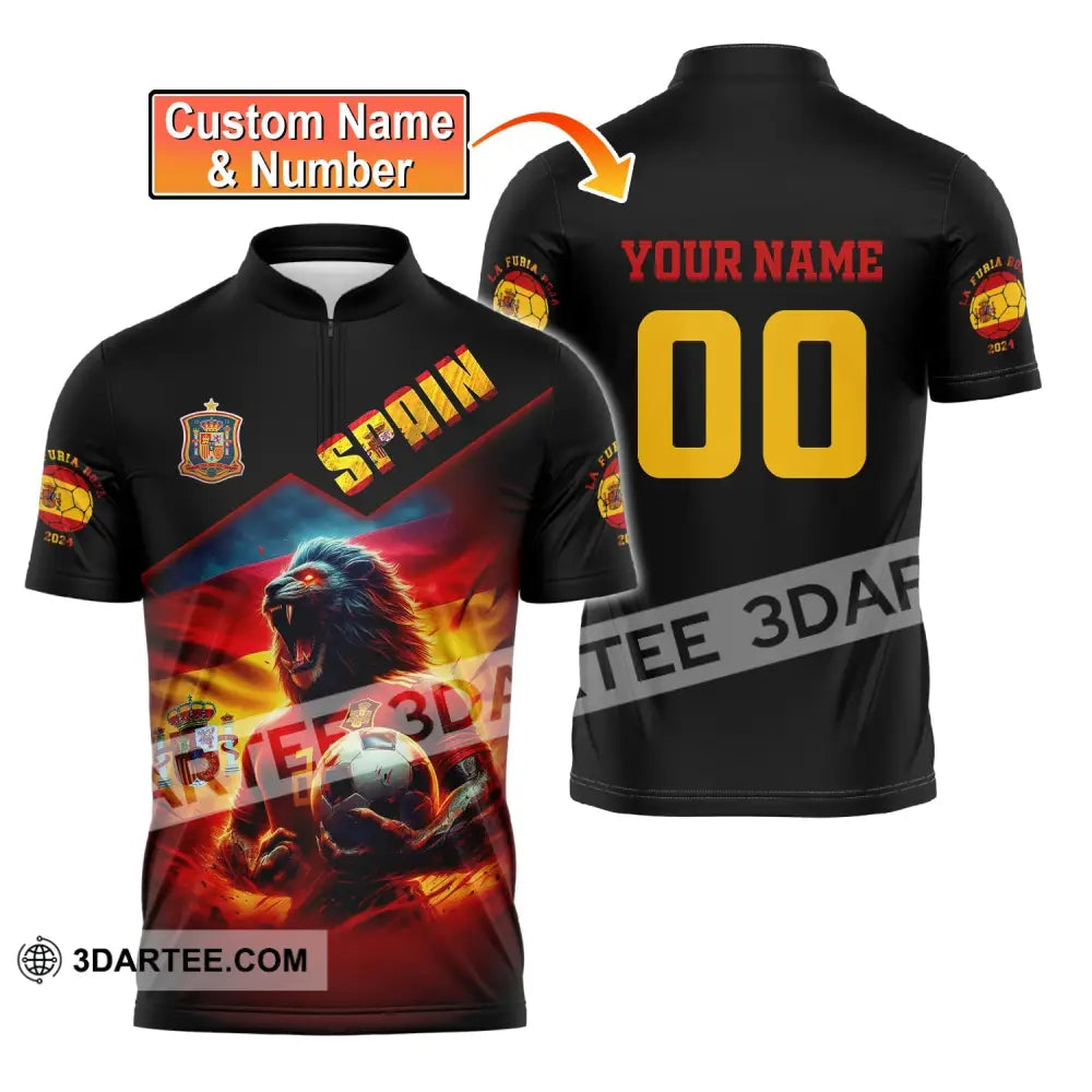 Unisex Shirt Custom Name And Number Spain Football Uefa Polo Long Sleeve T-Shirt