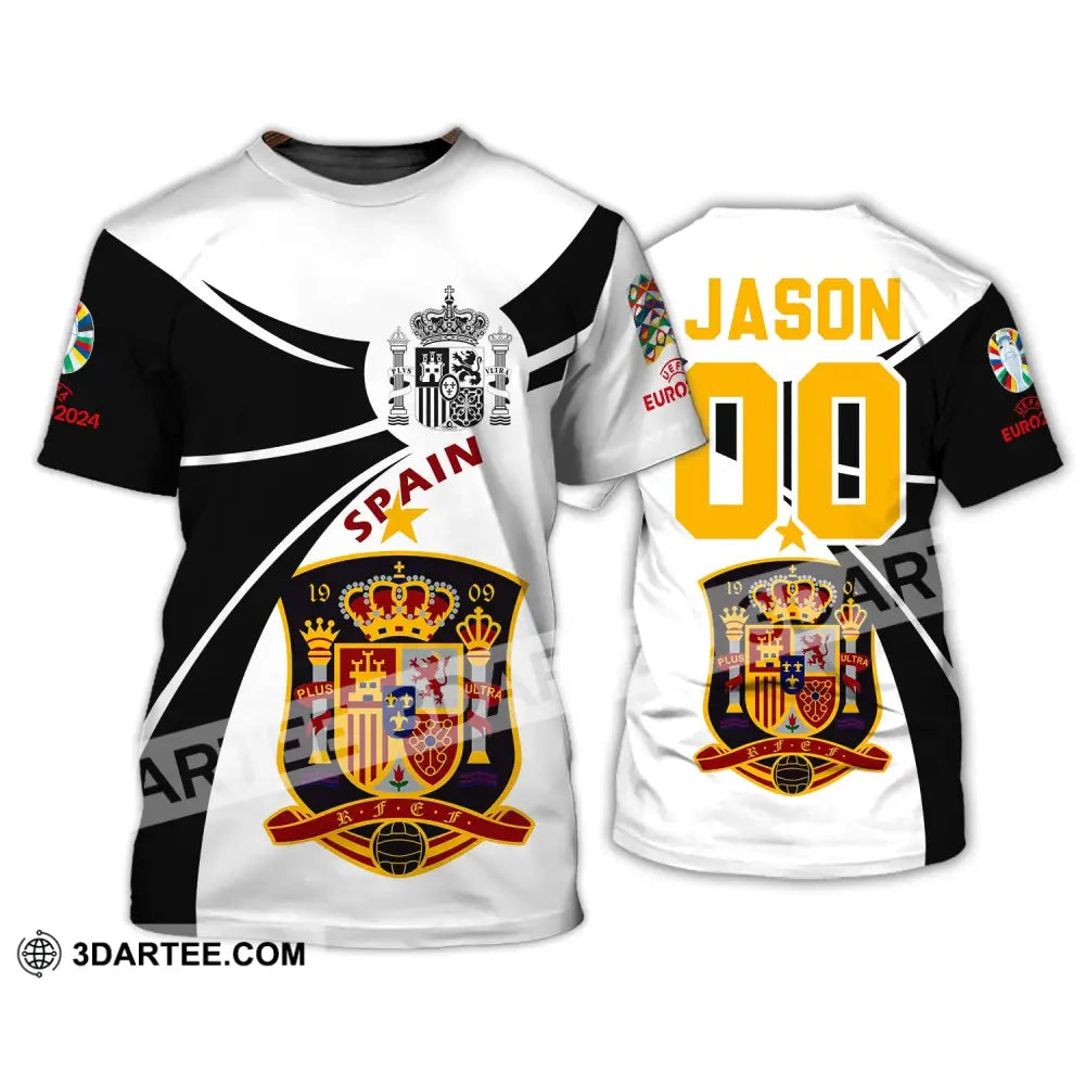 Unisex Shirt - Custom Name And Number Spain National Team Black White Color T-Shirt / S T-Shirt